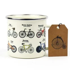 Emaljmugg 50 cl cyklar