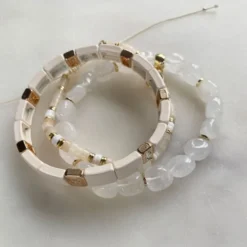 Enamel Tiles Crystal Line armband emalj cream/guld/kristall