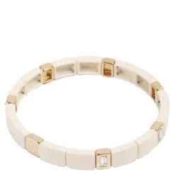 Enamel Tiles Crystal Line armband emalj cream/guld/kristall