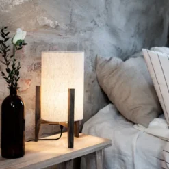 Eruca bordslampa 39 cm brunbetsad/beige textil