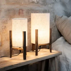 Eruca bordslampa 39 cm brunbetsad/beige textil