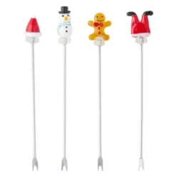 Feliz cocktailgaffel 4-pack 12 cm julmotiv