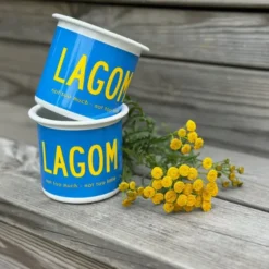 Fika Emaljmugg 30 cl Lagom Blå Gul