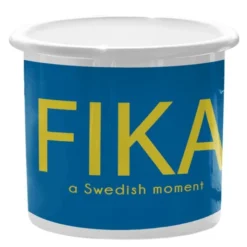 Fika emaljmugg 30 cl Moment blå/gul