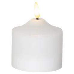 Flamme LED-Blockljus med timer 12 cm Vit