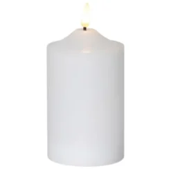 Flamme LED-Blockljus med timer 15 cm Vit