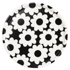 Flora serveringsbricka 38x38 cm svart/vit