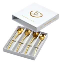 Flora Vulgaris kaffesked 14 cm 4-pack guld