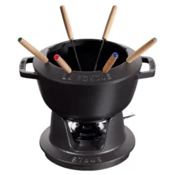 Fondueset 2,35 L gjutjärn Svart
