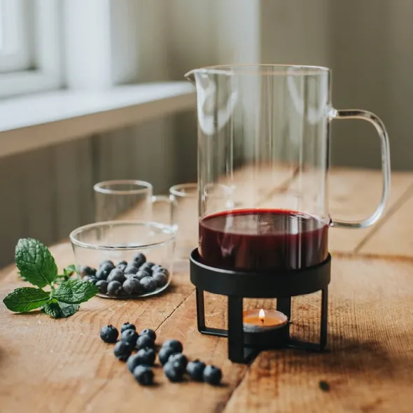Gerry glöggkanna med smidesställning 1,2 L glas/svart