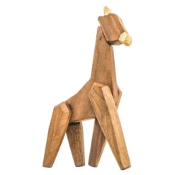 Giraff träfigur 23 cm valnöt/ask