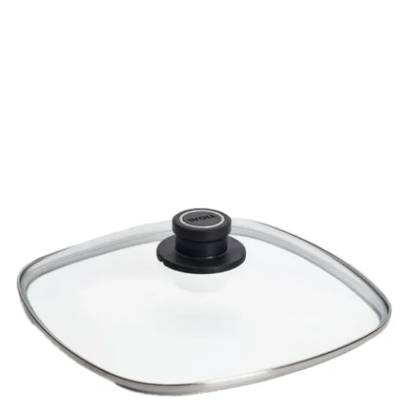 Glass Lid fyrkantigt lock 26 cm med ventil klart glas