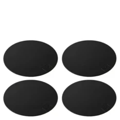 Glasunderlägg i läder 12,5 cm 4-pack svart