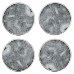 Glasunderlägg Marmor 4-pack Grå/Förnicklad Mässing
