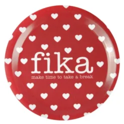Glasunderlägg med kant 10 cm Make time Fika Hjärtan röd