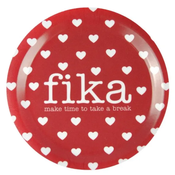 Glasunderlägg med kant 10 cm Make time Fika Hjärtan röd