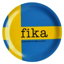 Glasunderlägg med kant 10 cm Make time Fika Svenska Flaggan