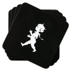 Glasunderlägg 10x10 cm 4-pack Svart