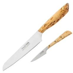 Gourmet knivset brödkniv 21 cm & skalkniv 10 cm masurbjörk