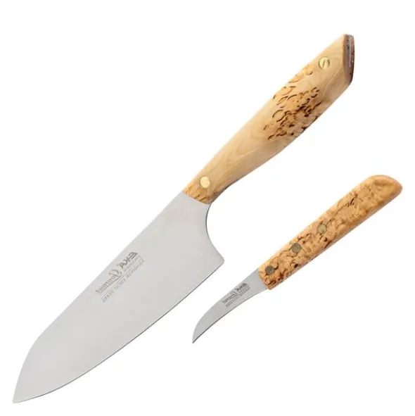 Gourmet knivset kockkniv 20 cm & skalkniv 6,5 cm masurbjörk