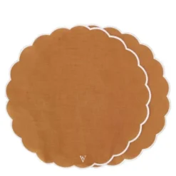 Grace Scallop bordsunderlägg linne 42 cm 2-pack Terracotta
