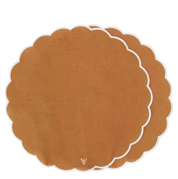 Grace Scallop bordsunderlägg linne 42 cm 2-pack Terracotta