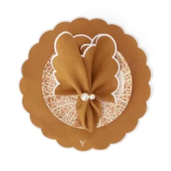 Grace Scallop bordsunderlägg linne 42 cm 2-pack Terracotta