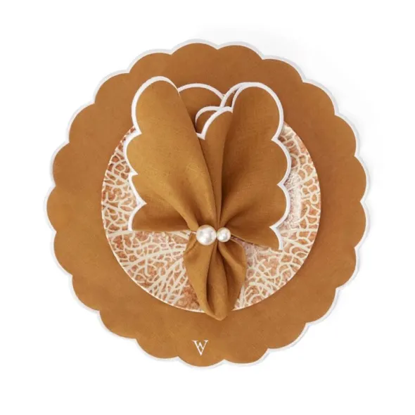 Grace Scallop bordsunderlägg linne 42 cm 2-pack Terracotta
