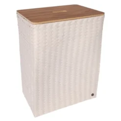 Grand superb tvättkorg med lock 44x31x60 cm champagne