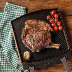 Grizzler Plate tvåsidig grillplatta 32 cm gjutjärn med ställ