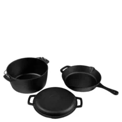 Grytset för eld 3 delar gjutjärn