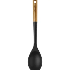 Grytsked i silikon 31 cm akacia/svart