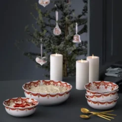 Guirlande Julskål 24,5 cm Röd
