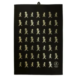 Handduk Halvlinne 50x70 cm Svart/Guld