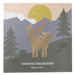 Hängande dekoration 8 cm Moose in Love guld