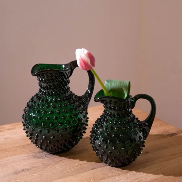 Hobnail karaff 1 l dark green