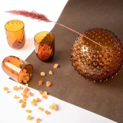 Hobnail vas 18 cm amber