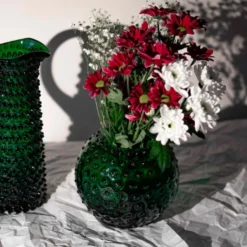 Hobnail vas 18 cm dark green