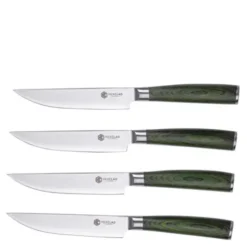 Hybrid stekkniv set 4 delar silver/skogsgrön
