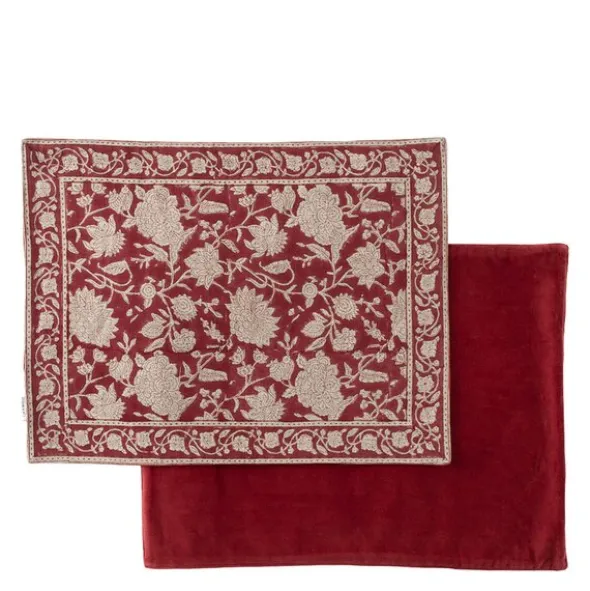 Indian Rose bordstablett i linne 37x50 cm 2-pack röd
