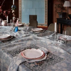 Indian Rose linneduk 170x270 cm dusty blue