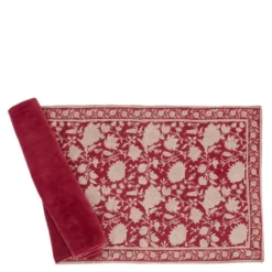 Indian Rose löpare i linne 45x150 cm röd
