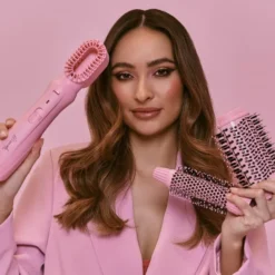 Interchangeable Blow Dry Brush fönborste utbytbar 4 delar rosa