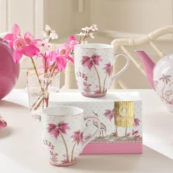Jolie Dots stor mugg 36,5 cl 2-pack guld/rosa