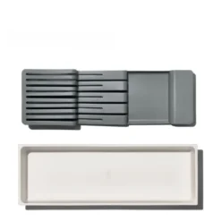 Knivblock för kökslåda 42x14x6 cm vit/grå