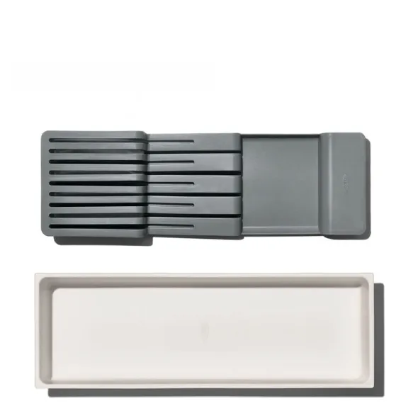 Knivblock för kökslåda 42x14x6 cm vit/grå