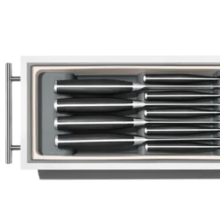 Knivblock för kökslåda 42x14x6 cm vit/grå