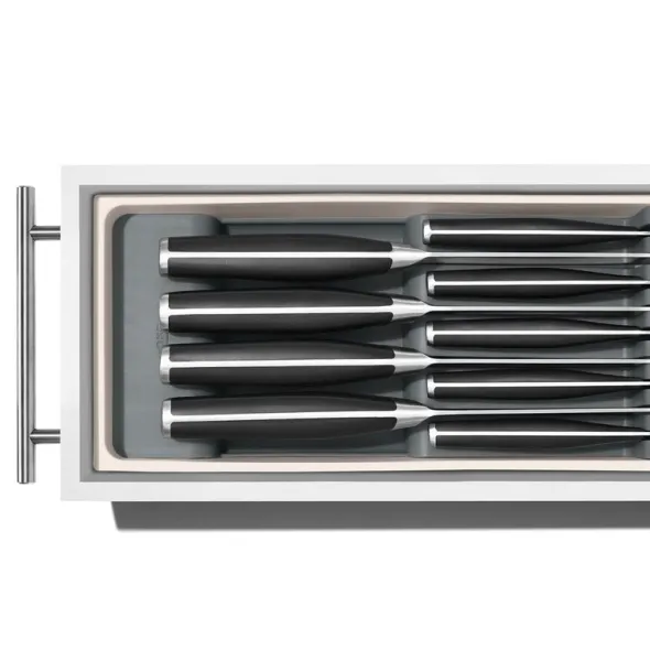 Knivblock för kökslåda 42x14x6 cm vit/grå