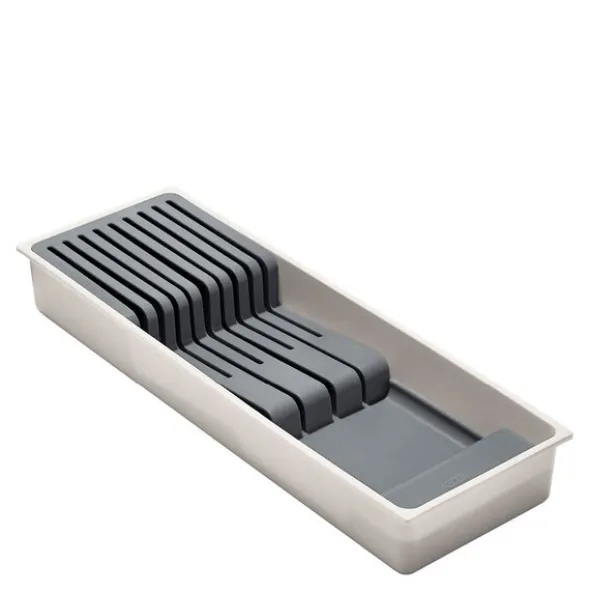 Knivblock för kökslåda 42x14x6 cm vit/grå