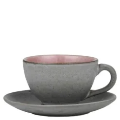 Kopp med Fat 24 cl Grå/Rosa